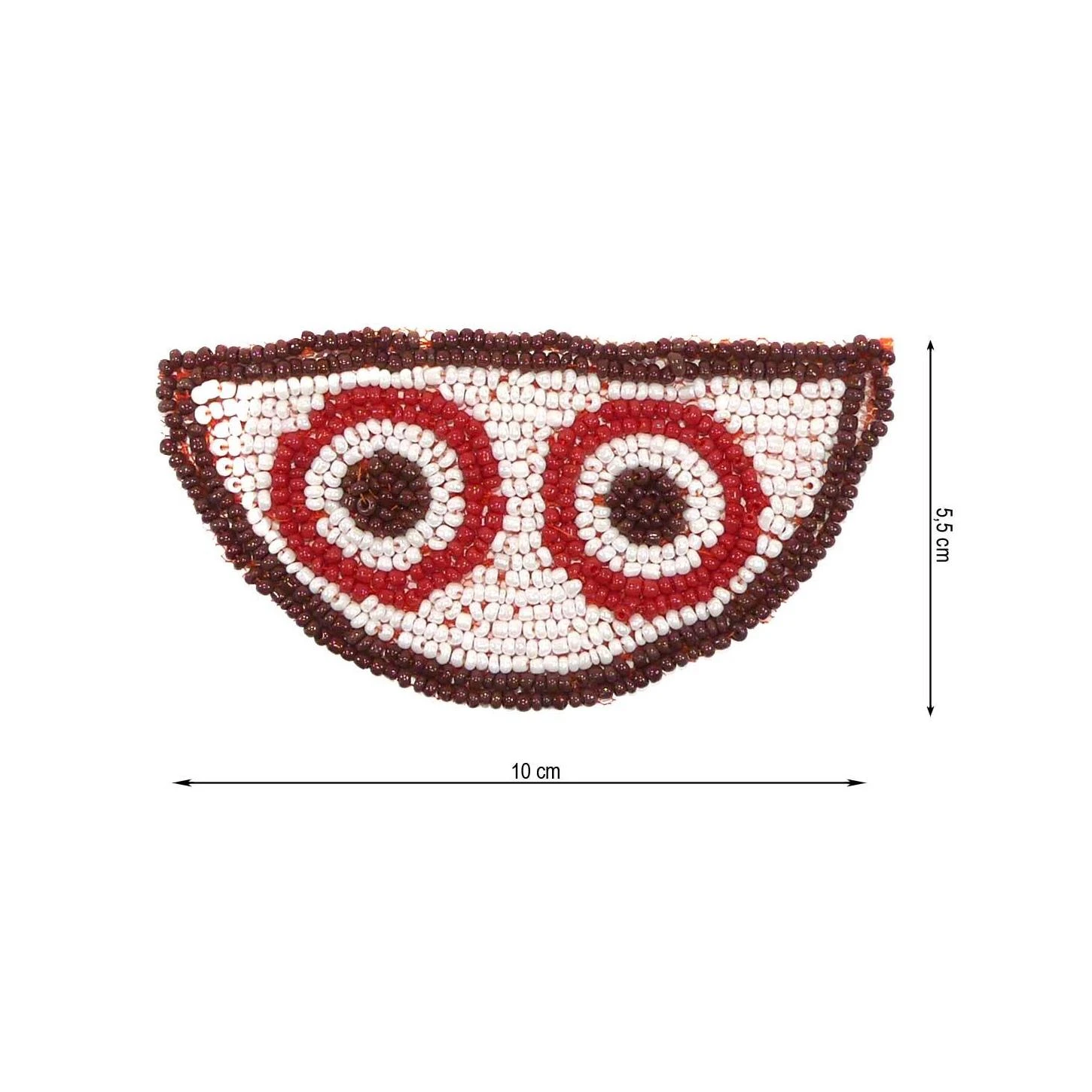 Aplicación étnica Con Rocalla 10x5,5cm. Blanco Y Rojo 3 Aplicación étnica Con Rocalla 10x5,5cm. Blanco Y Rojo