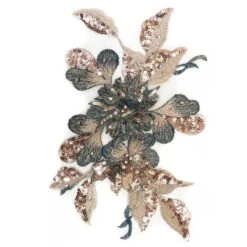 Aplicación Flor Bordada Con Lentejuela Cobre