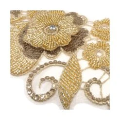 Aplicación Pareja Flores Con Rocalla Dorada, Lentejuela Y Strass -Merceria Botton aplicacion pareja flores con rocalla dorada lentejuela y strass 1