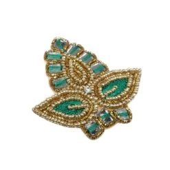 Aplicación Pareja Hojas Verde Y Dorado -Merceria Botton aplicacion pareja hojas verde y dorado 1