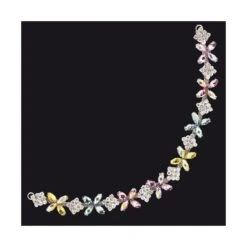 Aplicación Pedrería Multicolor Y Plata. 24cm X 1,5cm