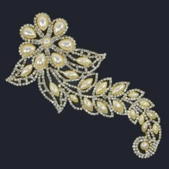 Aplicación De Strass Para Coser. 16cm X 7cm. Oro