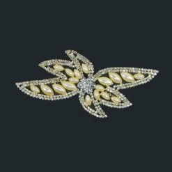 Aplicación De Strass Para Coser. 13cm X 6cm. Oro Y Plata