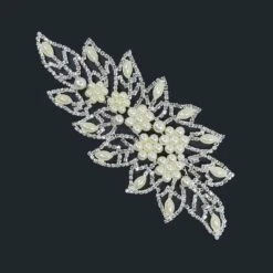 Aplicación De Strass Para Coser. 16cm X 6cm. Oro Y Plata