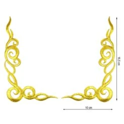 Aplicación Termo Bordada Dorada Esquinas. 10x16,5cm