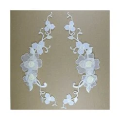 Aplicación Termo Bordada Floral Organza 8x19cm. Pareja