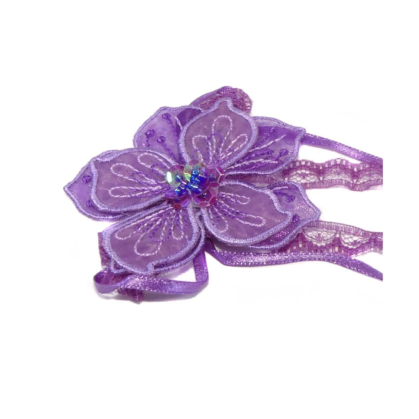 Aplicación Termo Flor Con Abalorios Y Cintas Púrpura 4 Aplicación Termo Flor Con Abalorios Y Cintas Púrpura - Imagen 2