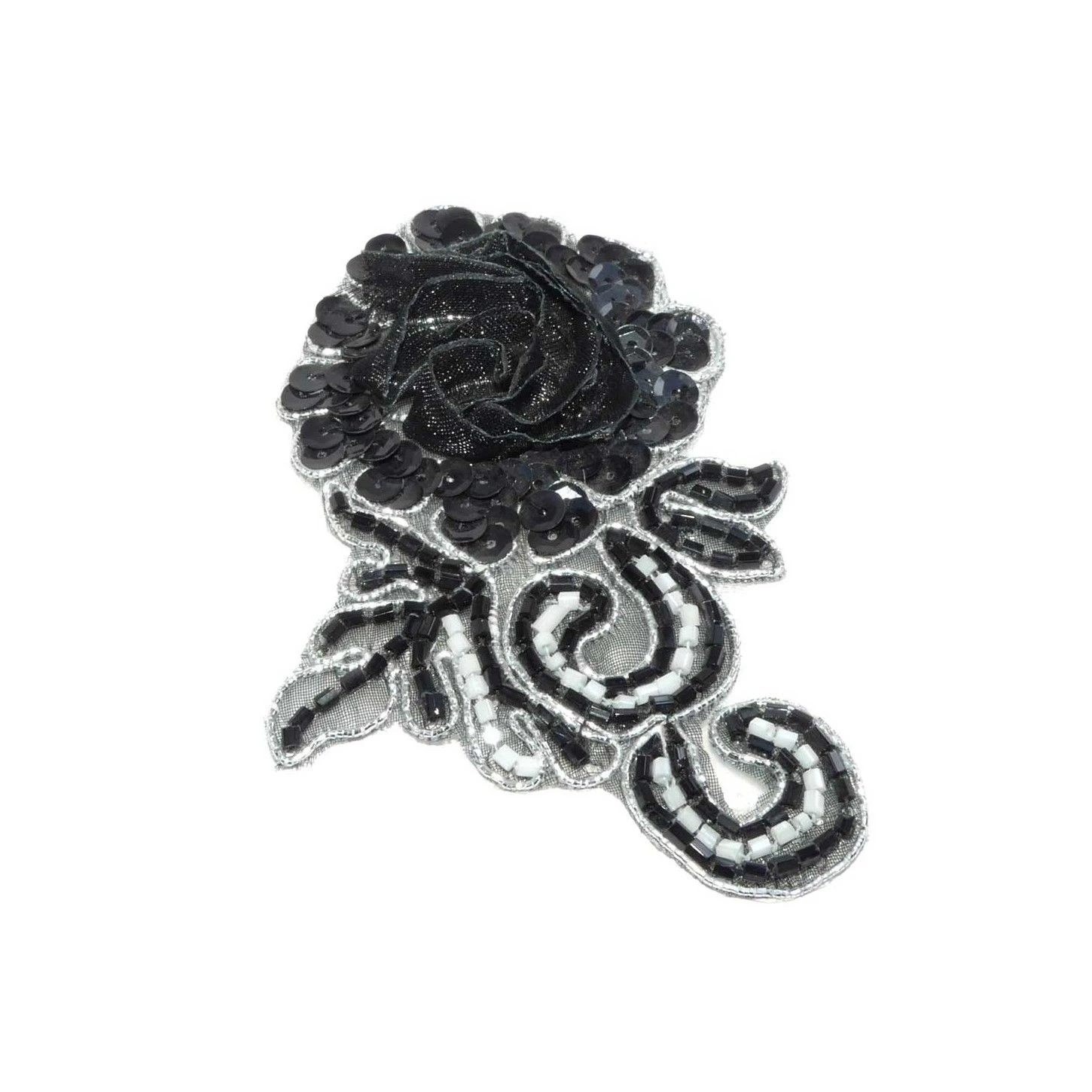 Aplicación Termo Flor Con Organza Blanco Y Negro 4 Aplicación Termo Flor Con Organza Blanco Y Negro - Imagen 2