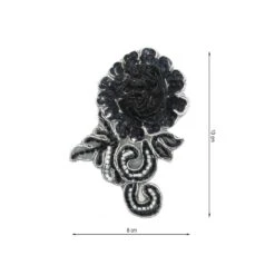 Aplicación Termo Flor Con Organza Blanco Y Negro