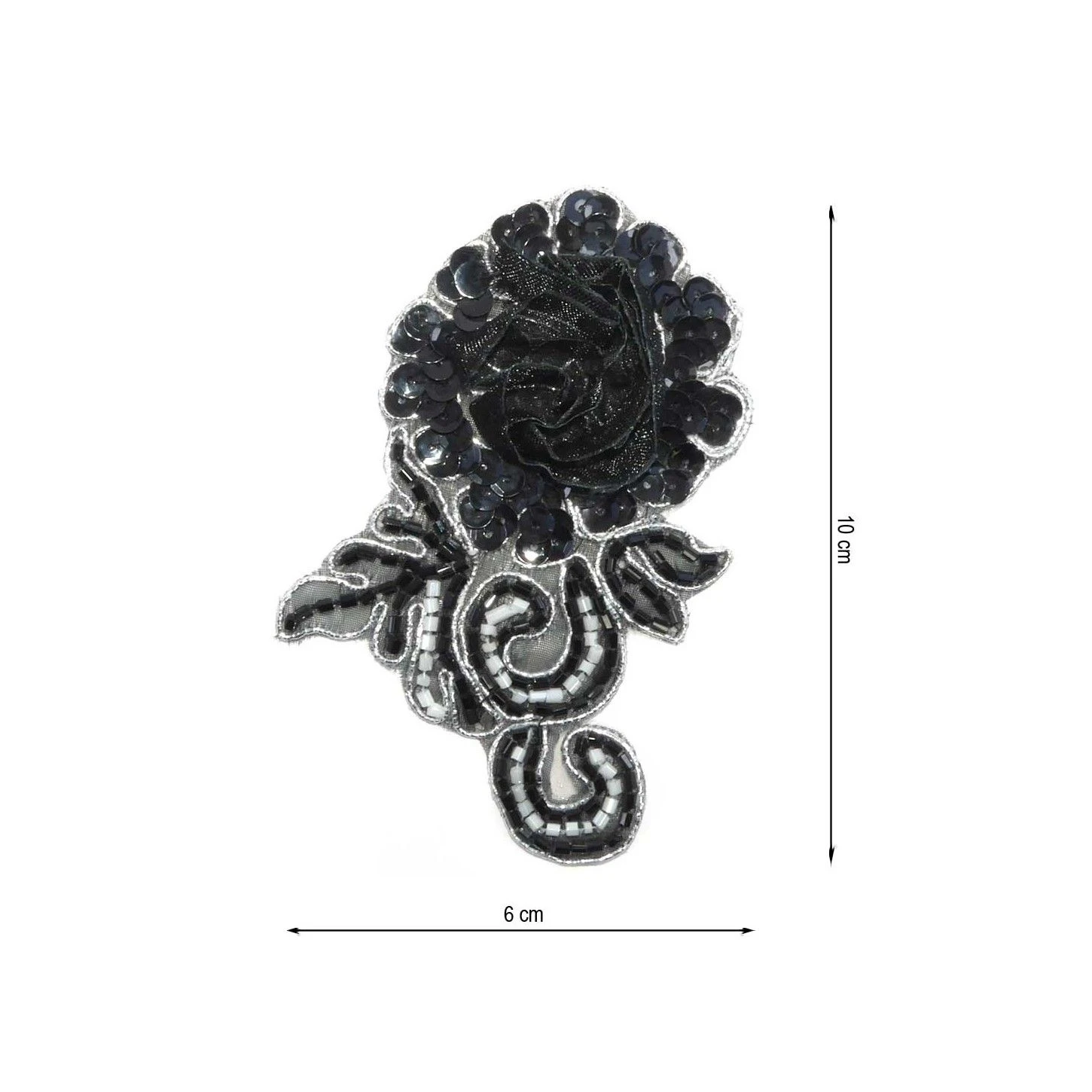 Aplicación Termo Flor Con Organza Blanco Y Negro 3 Aplicación Termo Flor Con Organza Blanco Y Negro