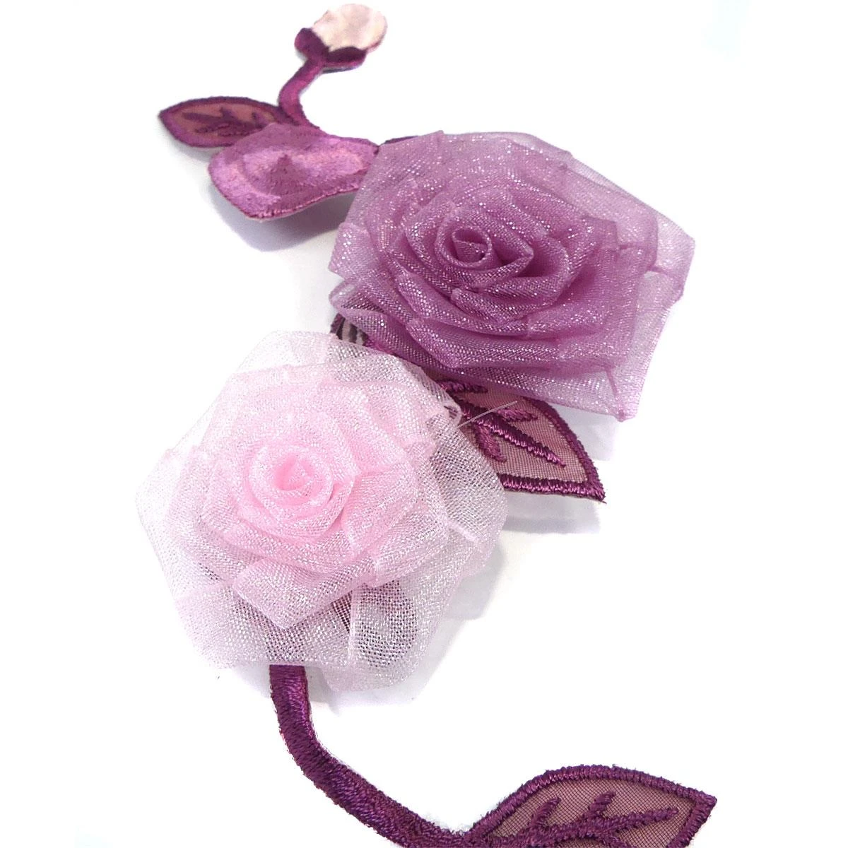 Aplicación Termo Pareja De Flor Con Organza Rosa 4 Aplicación Termo Pareja De Flor Con Organza Rosa - Imagen 2