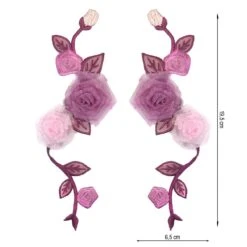 Aplicación Termo Pareja De Flor Con Organza Rosa