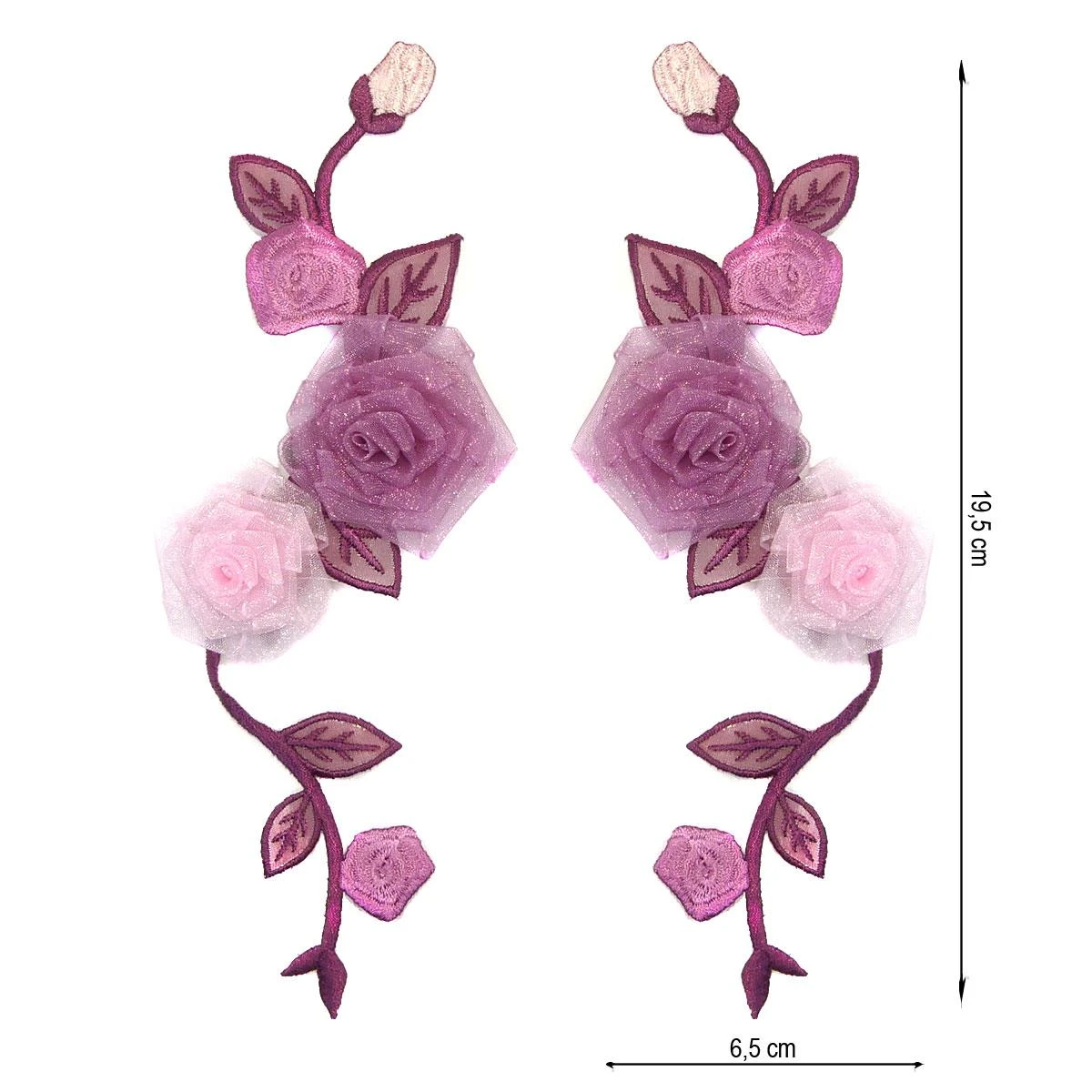 Aplicación Termo Pareja De Flor Con Organza Rosa 3 Aplicación Termo Pareja De Flor Con Organza Rosa