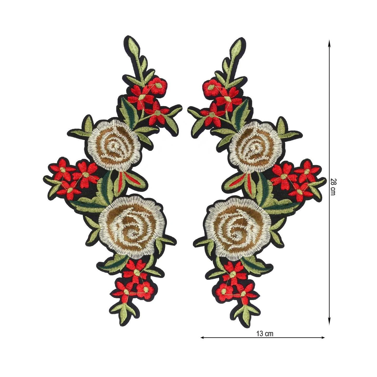 Aplicación Termo Pareja Flor Conjunto Rosas. 13x28cm 3 Aplicación Termo Pareja Flor Conjunto Rosas. 13x28cm