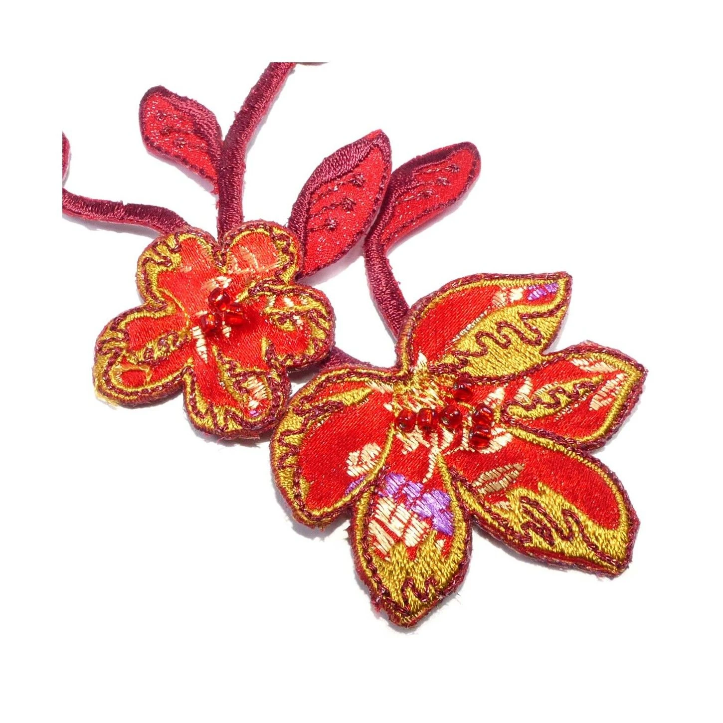 Aplicación Termo Pareja Flores Con Rocalla Rojo 4 Aplicación Termo Pareja Flores Con Rocalla Rojo - Imagen 2