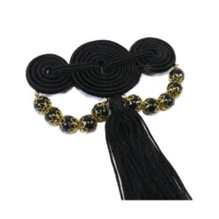 Aplique Pasamanería Con Borla Y Abalorios. Negro -Merceria Botton aplique pasamaneria con borla y abalorios negro 1