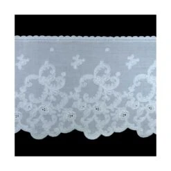 Bordado Ancho Batista Blanco 15cm. Floral