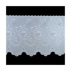 Bordado Ancho Raso Blanco 14cm. Flores Grandes