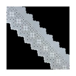 Bordado Batista Blanco 6cm. Cuadros Y Flores