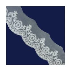 Bordado De Organza Espirales Blanco Roto 6cm