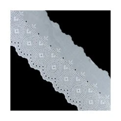 Bordado En Blanco Floral 55mm. Conjunto 33