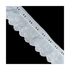 Bordado Fruncido Blanco Diseño Lazos 55mm