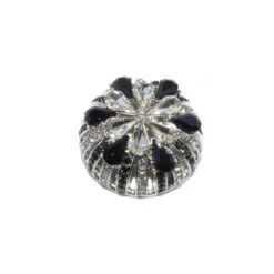 Botón Joya Media Bola De Cristal Blanco Y Negro