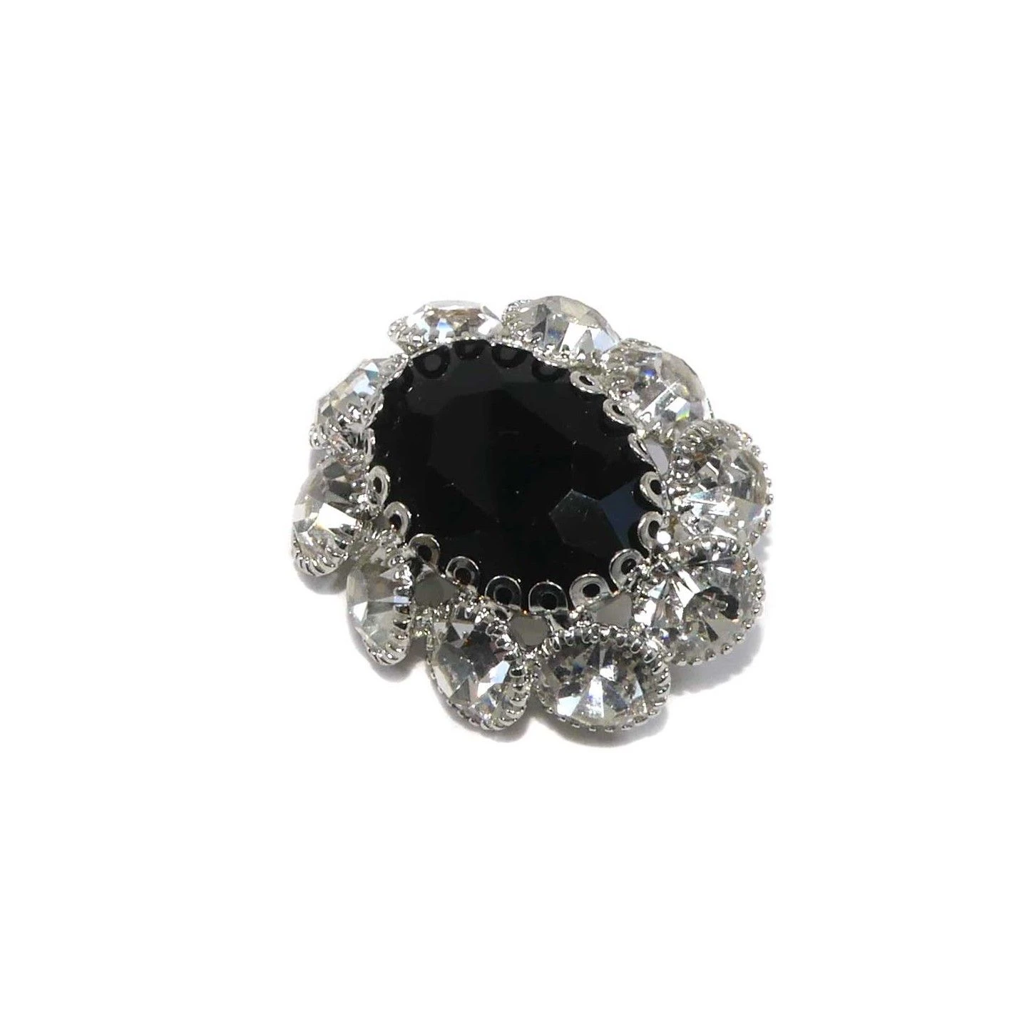 Botón Joya Ovalado Azabache Negro Y Cristal 4 Botón Joya Ovalado Azabache Negro Y Cristal - Imagen 2