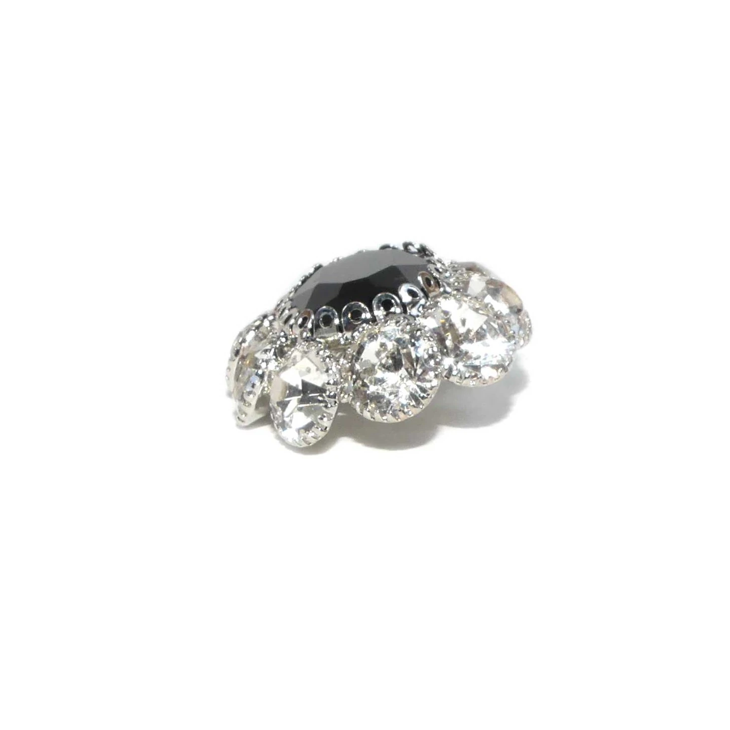 Botón Joya Ovalado Azabache Negro Y Cristal 5 Botón Joya Ovalado Azabache Negro Y Cristal - Imagen 3