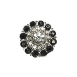 Botón Metal Flor Con Strass Y Cristal 25mm