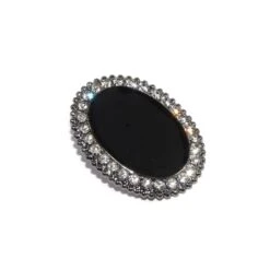 Botón Metal Oval Con Strass Y Lacado Negro. Varios Tamaños