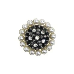Botón Metal Con Strass, Azabache Y Perlas. Varios Tamaños