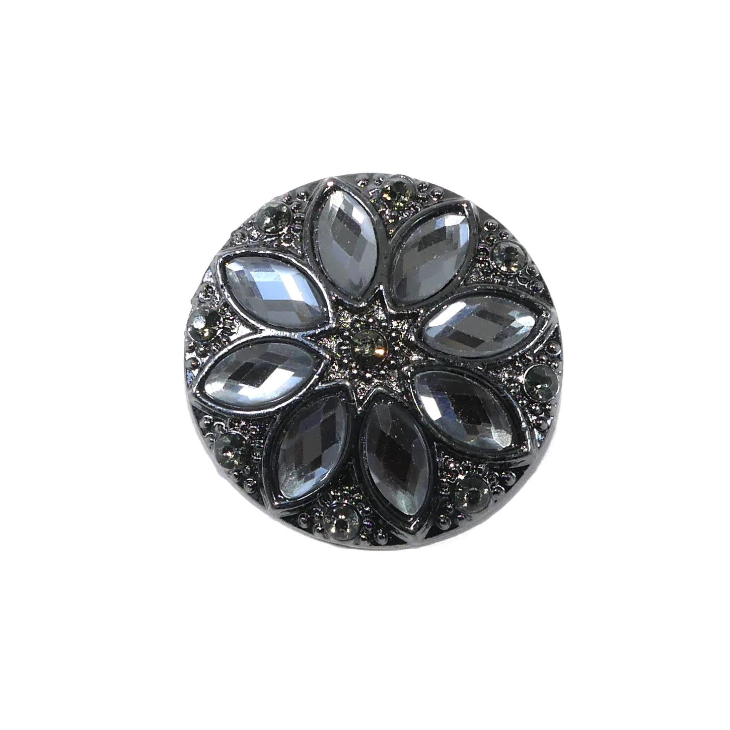 Botón Metalizado Flor Con Cristal 3 Botón Metalizado Flor Con Cristal