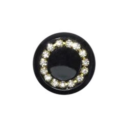 Botón Poliéster Negro Con Aro De Strass 28mm