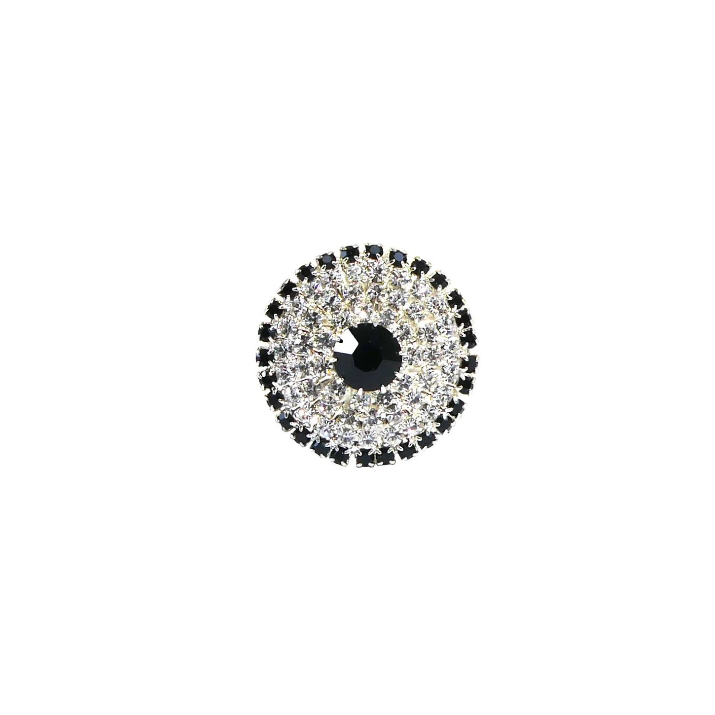 Botón Redondo Strass Blanco Y Negro 3 Botón Redondo Strass Blanco Y Negro