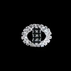 Botón De Strass Ovalado Blanco Y Negro. Varios Tamaños