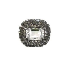 Botón Strass Rectangular Pavonado Con Cristal