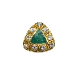 Botón Triangular Dorado Con Strass Blanco Y Esmalte