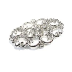 Broche De Strass Fantasía Plata Calado. 4,5cm X 2,5cm -Merceria Botton broche de strass fantasia plata calado 45mm x 25mm 1
