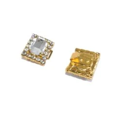 Broche Joya Rectangular Dorado Con Strass -Merceria Botton broche joya rectangular dorado con strass 2