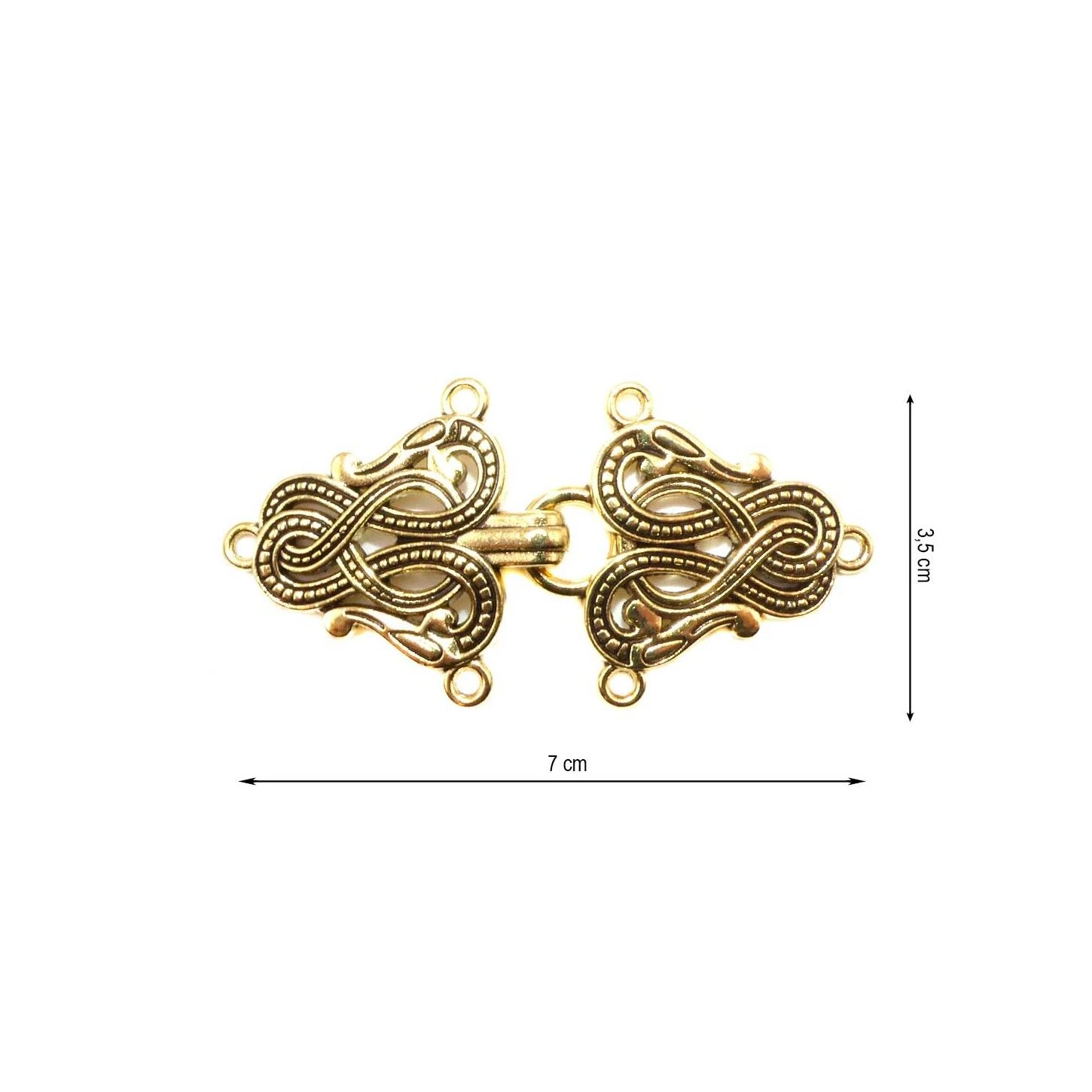 Broche Metálico Dragones Oro Viejo 70x35mm 3 Broche Metálico Dragones Oro Viejo 70x35mm