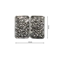 Broche Metálico Recto 45x34mm. Plata Vieja