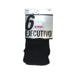 Calcetín Ejecutivo Cortos Y Antipresión En Negro. 3 Pares