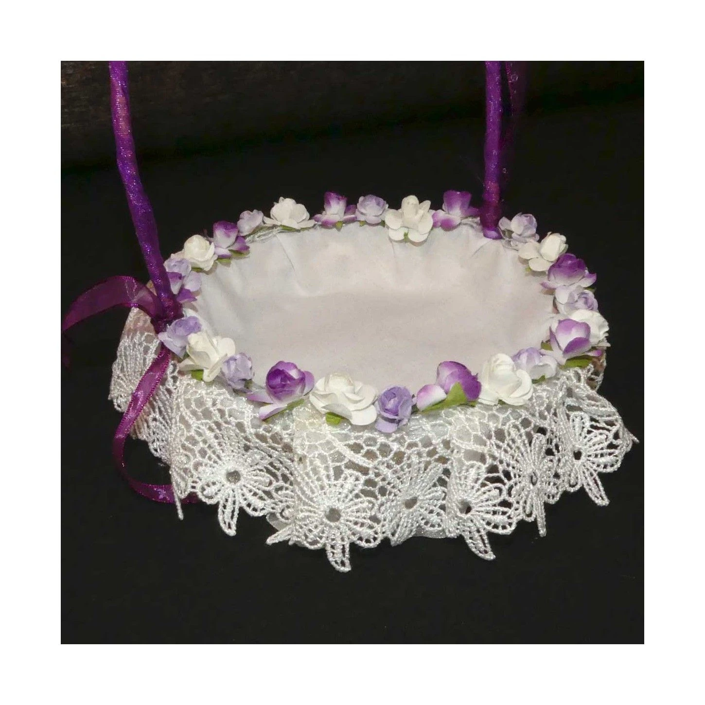 Cesta Para Ceremonia Flores Púrpura 15x15x18cm 4 Cesta Para Ceremonia Flores Púrpura 15x15x18cm - Imagen 2