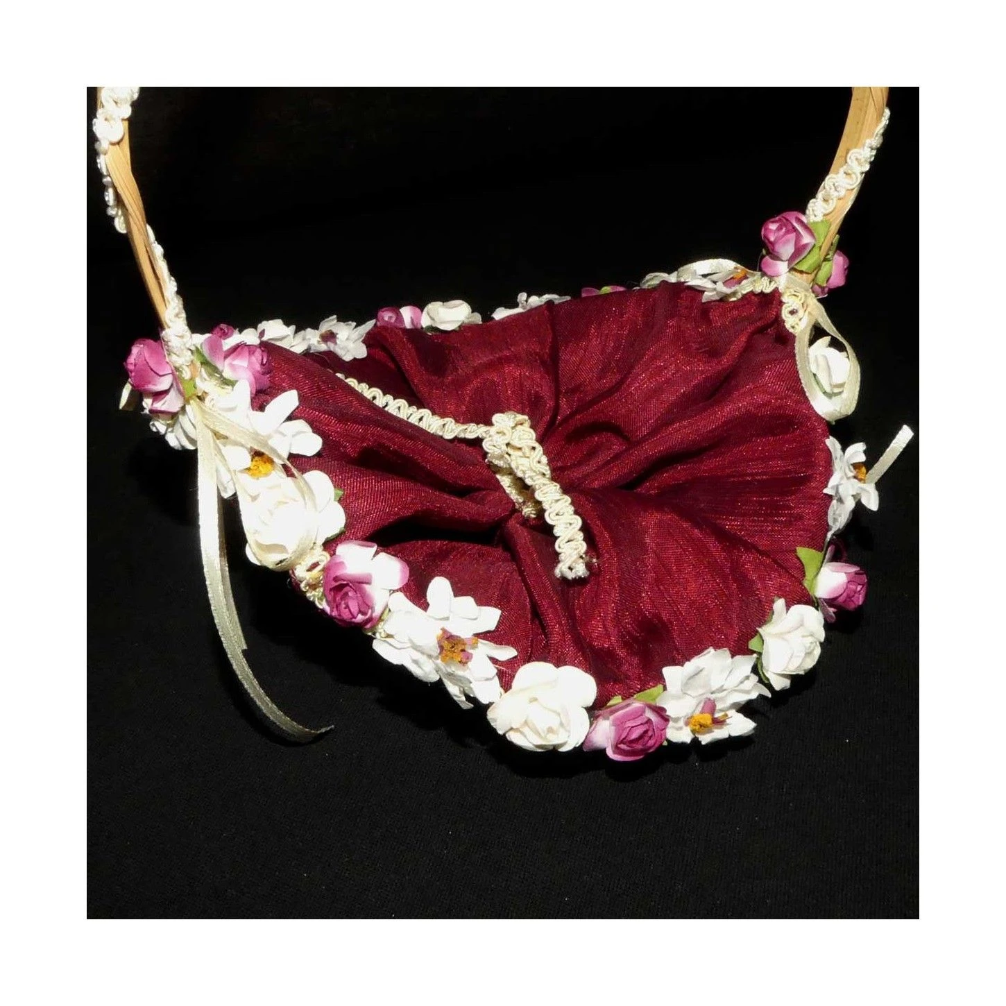 Cesta Para Ceremonia Granate Con Flores 16x17x19cm 4 Cesta Para Ceremonia Granate Con Flores 16x17x19cm - Imagen 2