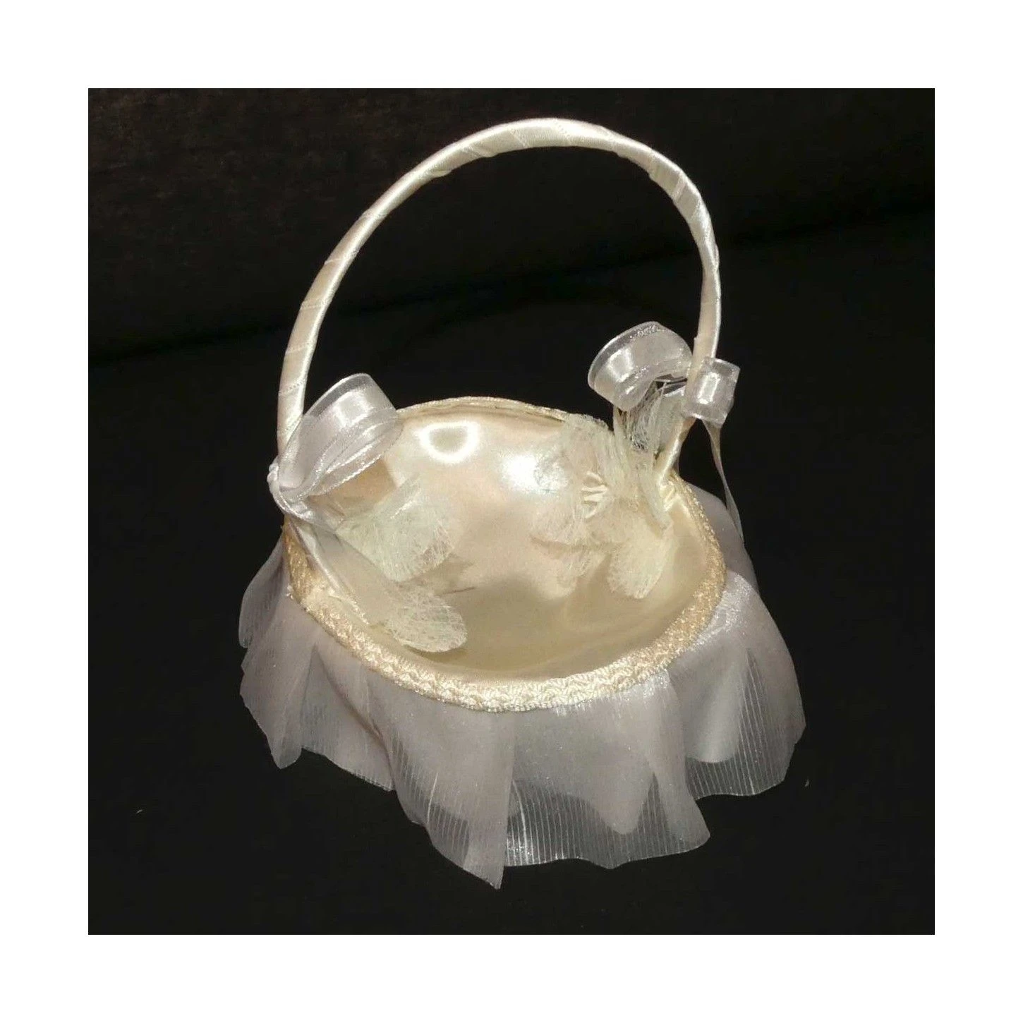Cesta Para Ceremonia Con Organza Marfil 13x16x17cm 3 Cesta Para Ceremonia Con Organza Marfil 13x16x17cm