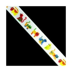 Cinta De Raso Infantil Gatos Multicolores 1,5cm. 5 Cinta De Raso Infantil Gatos Multicolores 1,5cm. -Merceria Botton cinta de raso infantil gatos multicolores 15mm 1