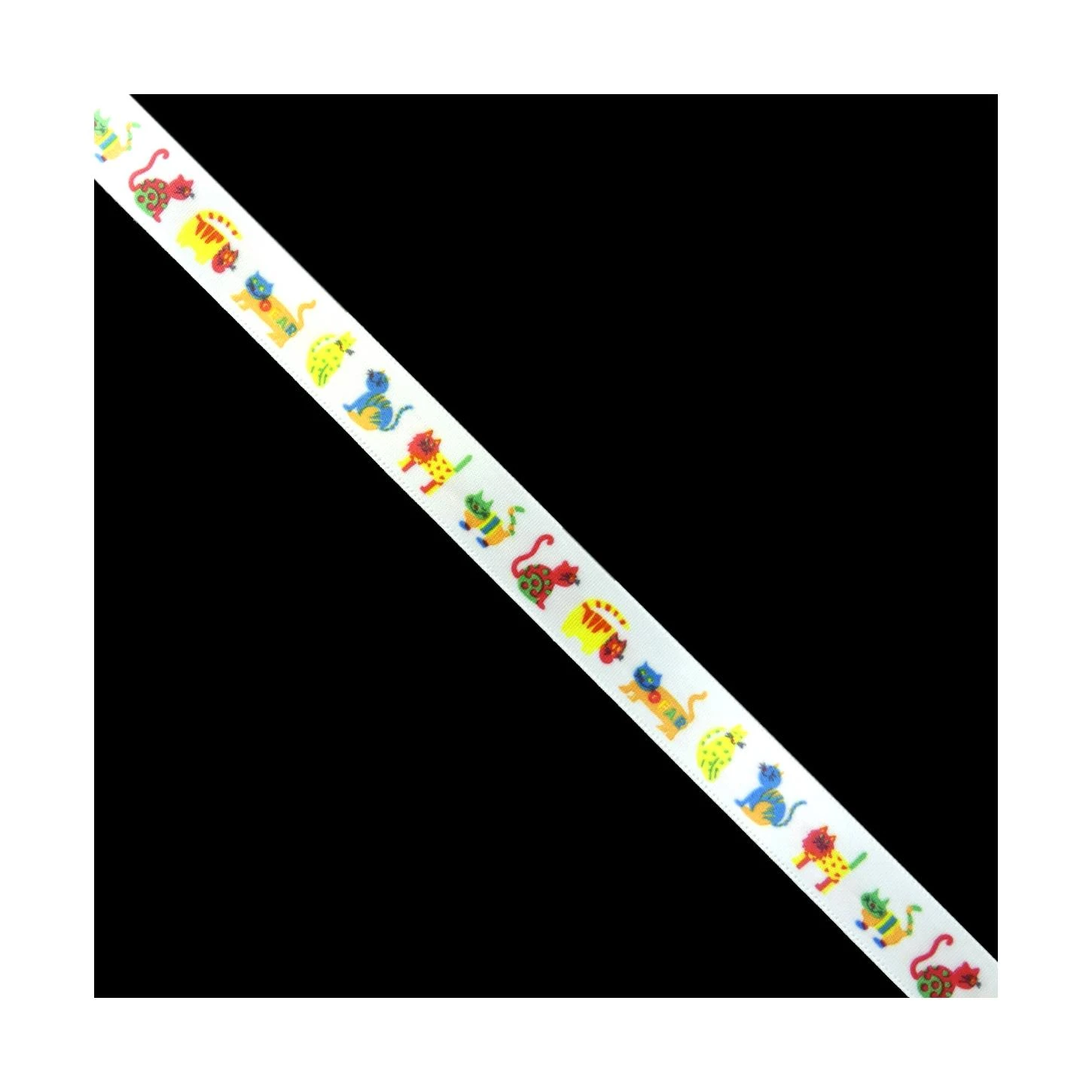 Cinta De Raso Infantil Gatos Multicolores 1,5cm. 3 Cinta De Raso Infantil Gatos Multicolores 1,5cm.