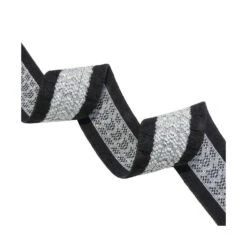 Cinta Elástica Rayas Negro Con Chenilla Plata 4cm -Merceria Botton cinta elastica rayas negro con chenilla plata 4cm 1