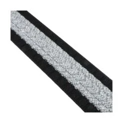 Cinta Elástica Rayas Negro Con Chenilla Plata 4cm -Merceria Botton cinta elastica rayas negro con chenilla plata 4cm 2